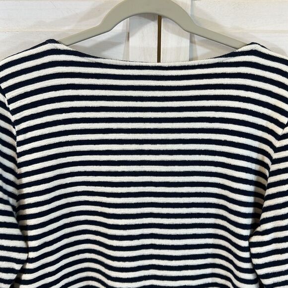 J Jill Top Size Large Cotton Nautical Striped Blue White - Picture 10 of 15